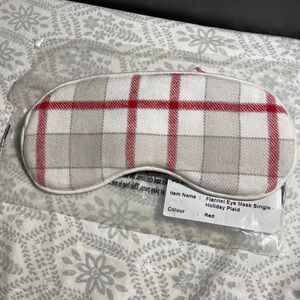 BOLL & BRANCH Flannel Eye Mask - Plaid, Unisex, Red - Brand-new with tags.